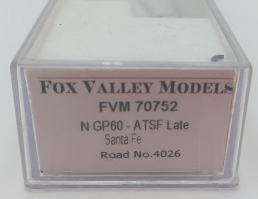 Fox Valley Models 70752 N Scale Santa Fe EMD GP60 Diesel Locomotive #4026 w DCC/Box