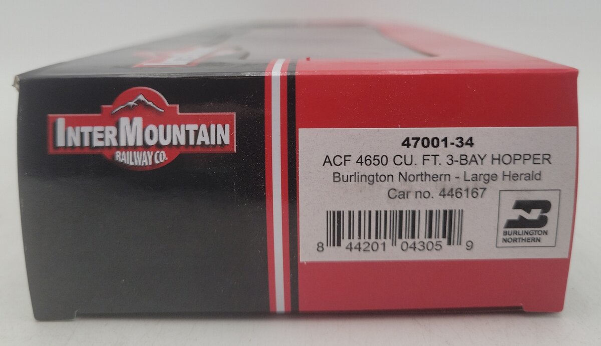InterMountain 47001-34 HO Scale Burlington Northern 3-Bay Hopper Car #446167 LN/Box