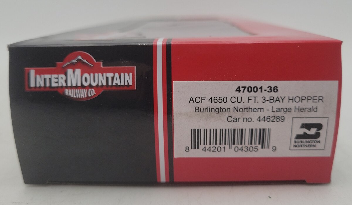 InterMountain 47001-36 HO Scale Burlington Northern 3-Bay Hopper Car #446289 LN/Box