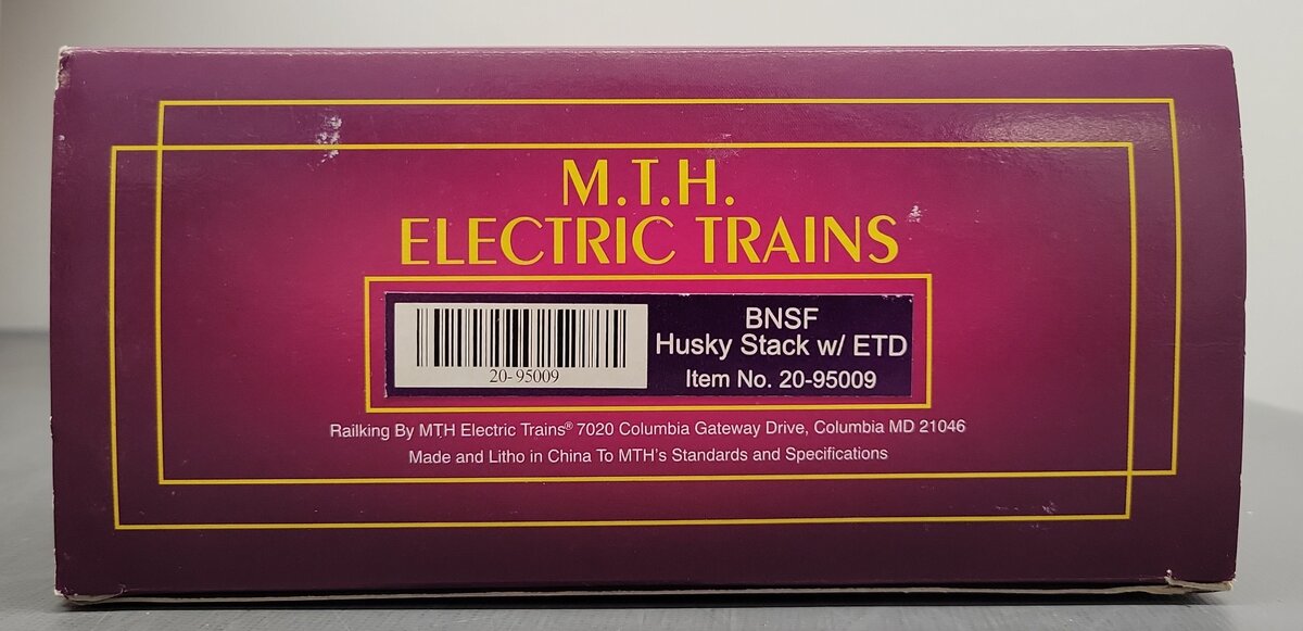 MTH 20-95009 O BNSF Husky Stack Container Car w/ETD LN/Box