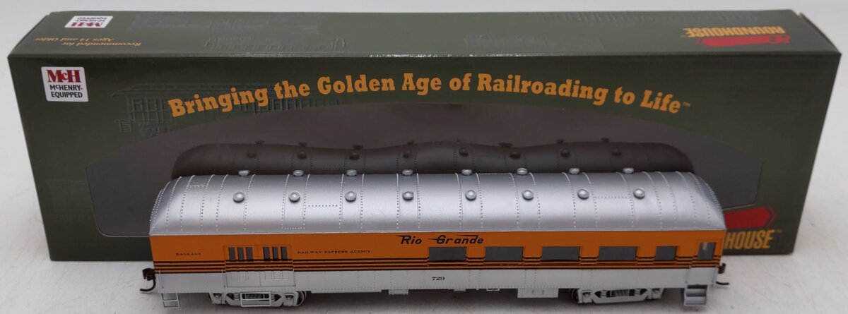 Roundhouse 86553 HO Rio Grande Arch Roof Combination Car #729 EX/Box