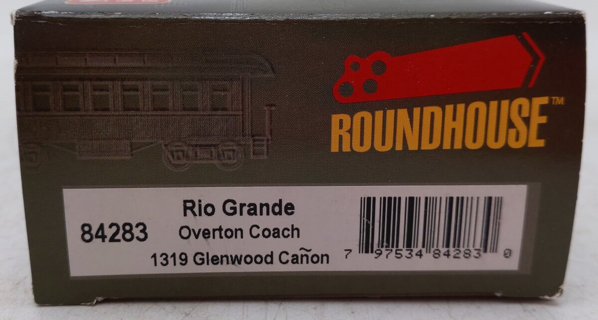 Roundhouse 84283 HO Rio Grande Glenwood Canon Overton Coach #1319 EX/Box