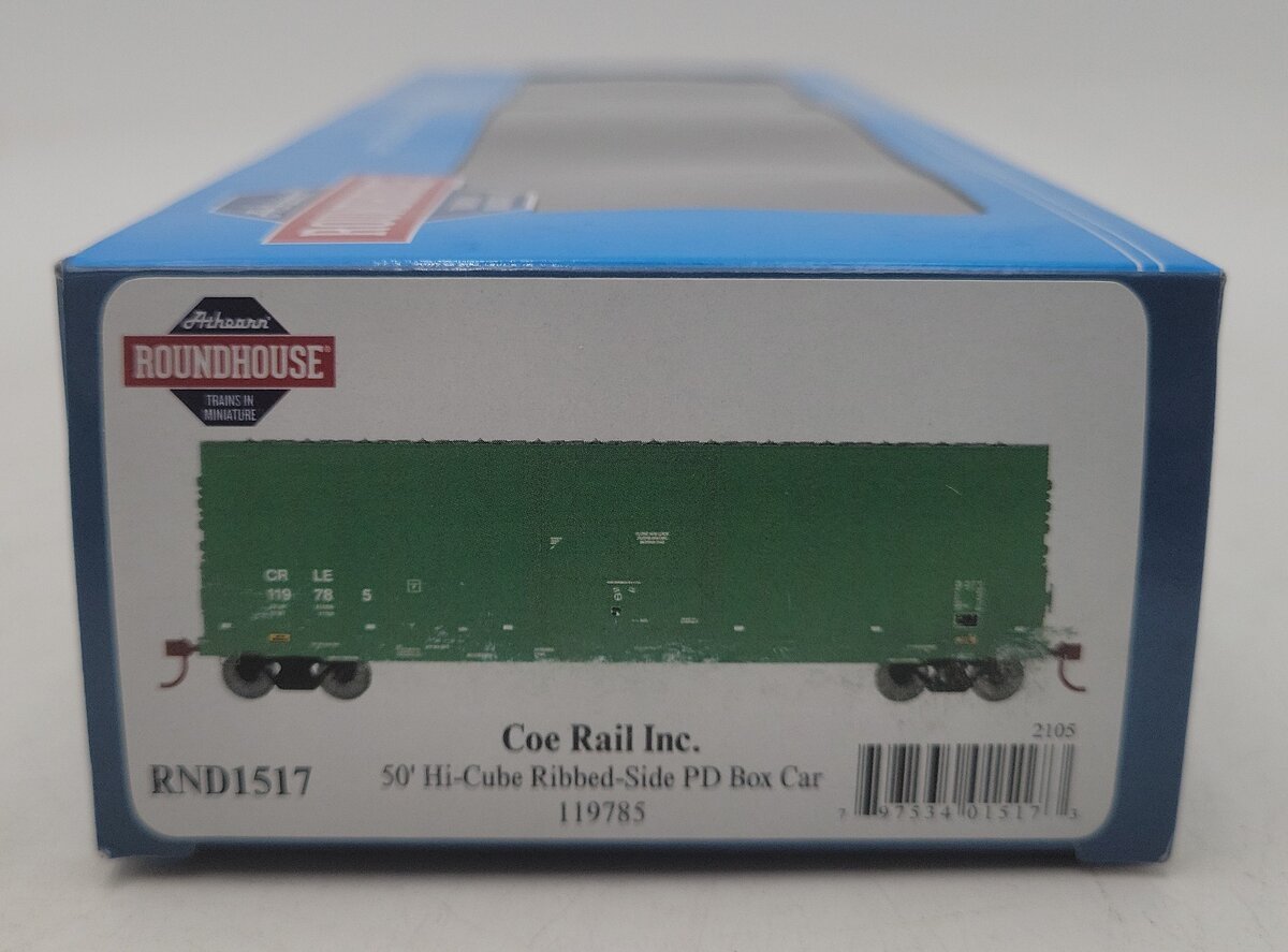 Athearn 1517 HO Scale Coe Rail 50' Hi-Cube Ribbed-Side PD Box Car #119785 EX/Box