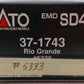 Kato 37-1743 HO Rio Grande EMD SD45 Diesel Locomotive #5333 EX/Box