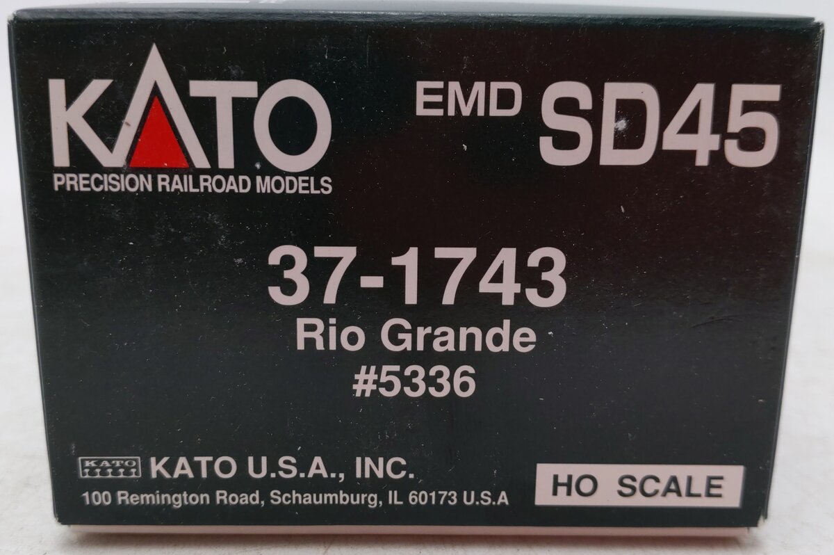 Kato 37-1743 HO Rio Grande EMD SD45 Diesel Locomotive #5333 EX/Box