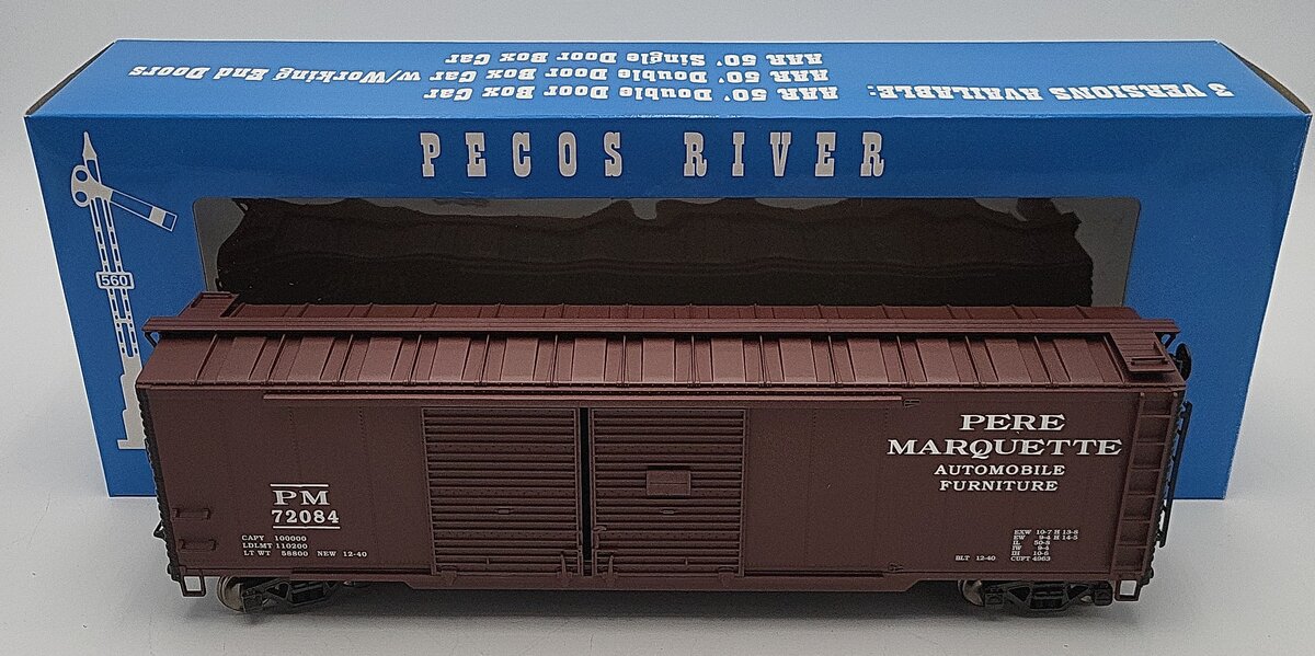 Pecos SB0122-2 Pere Marquette O Scale 2-Rail Automobile Furniture Boxcar #72084 LN/Box