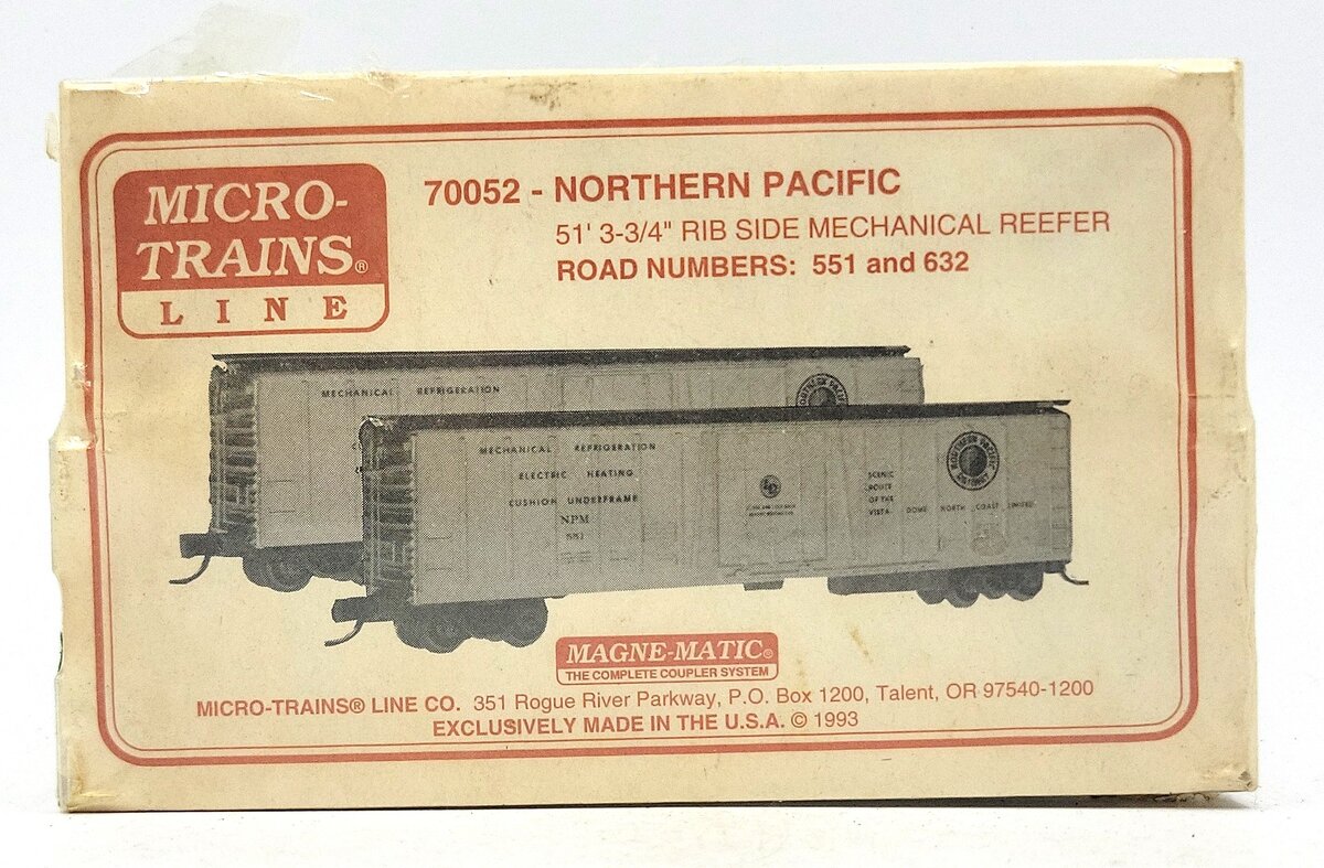 Micro-Trains 07000052 N Northern Pacific 51' 3-3/4" Mechanical Reefer (Set of 2) MT/Box