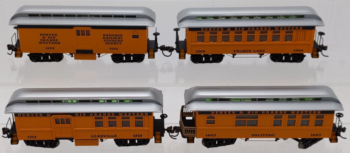 Roundhouse 84303 HO Rio Grande Overton Set: Baggage, Combine, Coach, & Business EX/Box