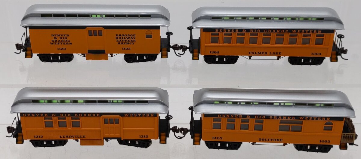 Roundhouse 84303 HO Rio Grande Overton Set: Baggage, Combine, Coach, & Business EX/Box