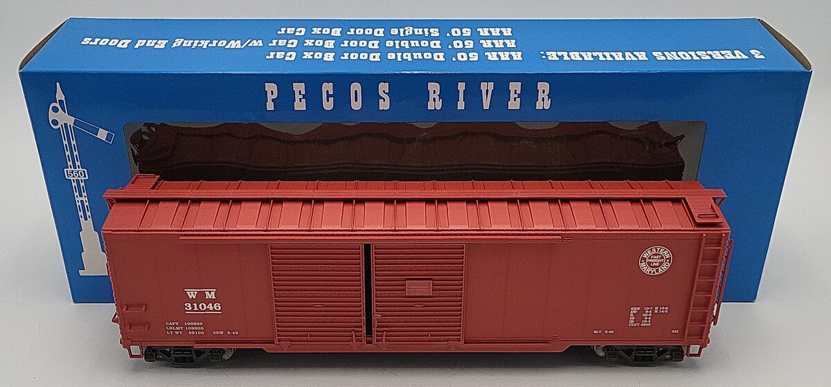Pecos HR-0121-1 O Scale Western Maryland Double Door Boxcar #31046 (2-Rail) EX/Box