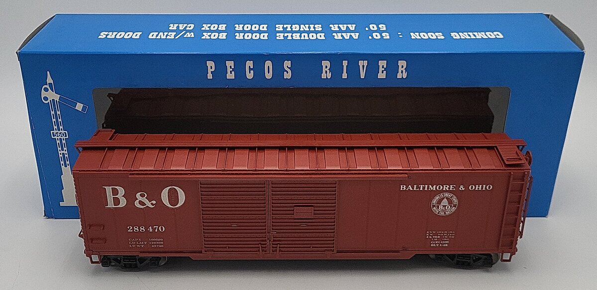 Pecos SB-0120-2 O B&O Double Door Boxcar #288470 (2-Rail) LN/Box