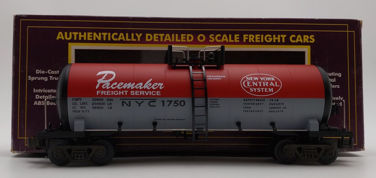 MTH 20-9202 O NYC Pacemaker Single Dome Tank Car #1750 EX/Box