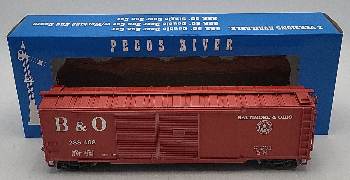 Pecos HR-0120-1 O Scale B&O D/D Boxcar #288468 (2-Rail) LN/Box