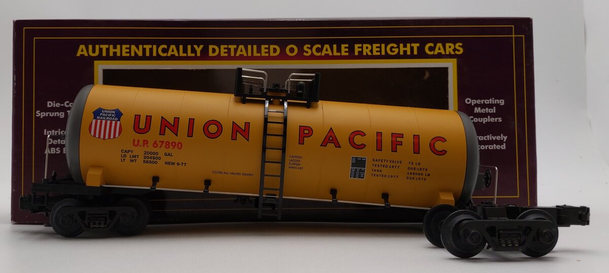 MTH 20-9205 O Gauge Union Pacific Unibody Tank Car #67890 VG/Box