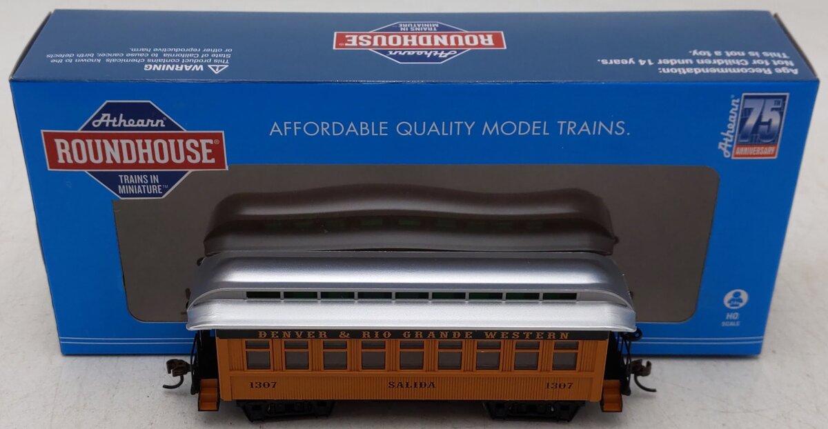 Roundhouse 16381 HO D&RGW 34' Old Time Overton Passenger Car #1307 EX/Box
