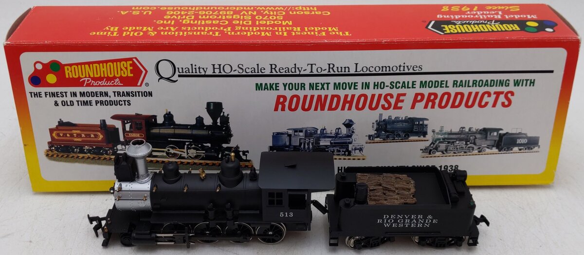 Roundhouse HO D&RGW Denver & Rio Grande Western 2-8-0 Steam Locomotive #513 EX/Box