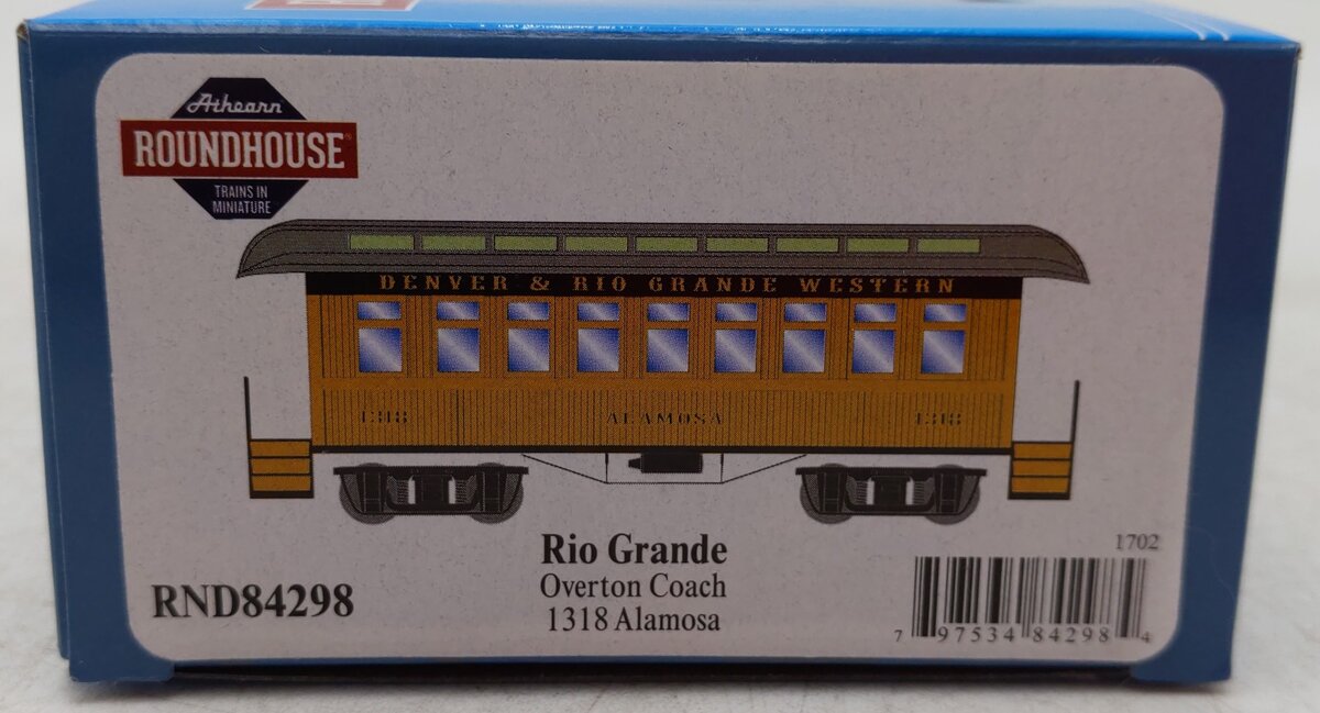 Roundhouse RND84298 HO Rio Grande Alamosa Overtone Coach #1318 EX/Box