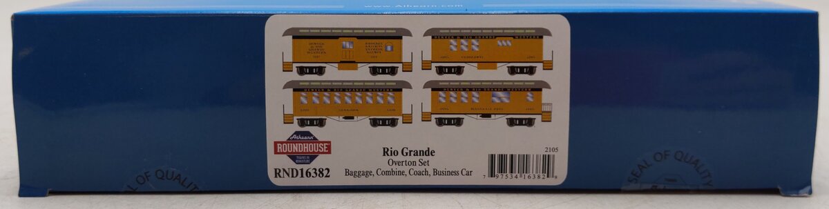 Roundhouse 16382 HO D&RGW 34' Old Time Overton Passenger Cars (Set of 4) EX/Box