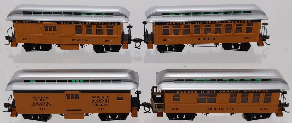 Roundhouse 16382 HO D&RGW 34' Old Time Overton Passenger Cars (Set of 4) EX/Box
