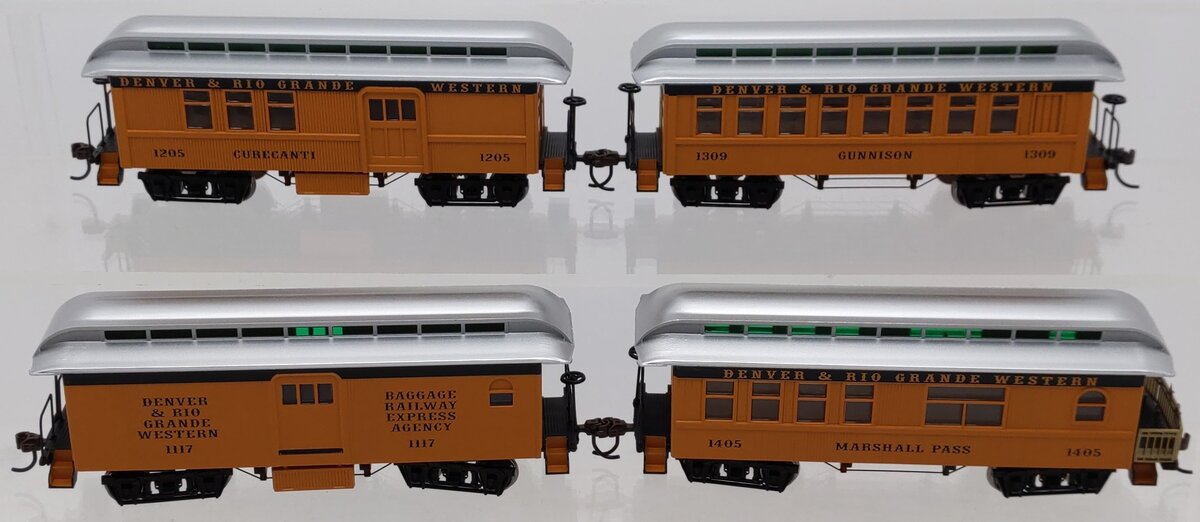 Roundhouse 16382 HO D&RGW 34' Old Time Overton Passenger Cars (Set of 4) EX/Box