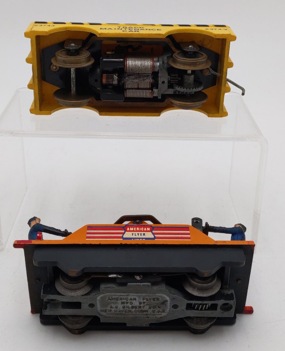 American Flyer Vintage S Track Maintenance Car & Handcar [2] VG