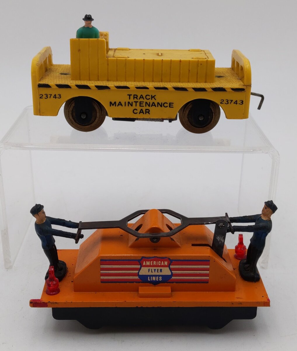 American Flyer Vintage S Track Maintenance Car & Handcar [2] VG