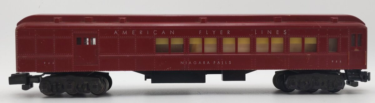 American Flyer 953 VIntage S Niagra Falls Heavyweight Combo Car w/o Silhouettes VG
