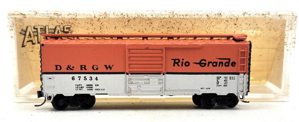 Atlas 3423 N Scale D&RGW Rio Grande 40' Boxcar #67534 LN/Box