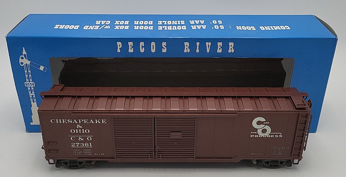 Pecos SB-0119-2 O Scale Chesapeake & Ohio Boxcar #27361 (2-Rail) Custom LN/Box