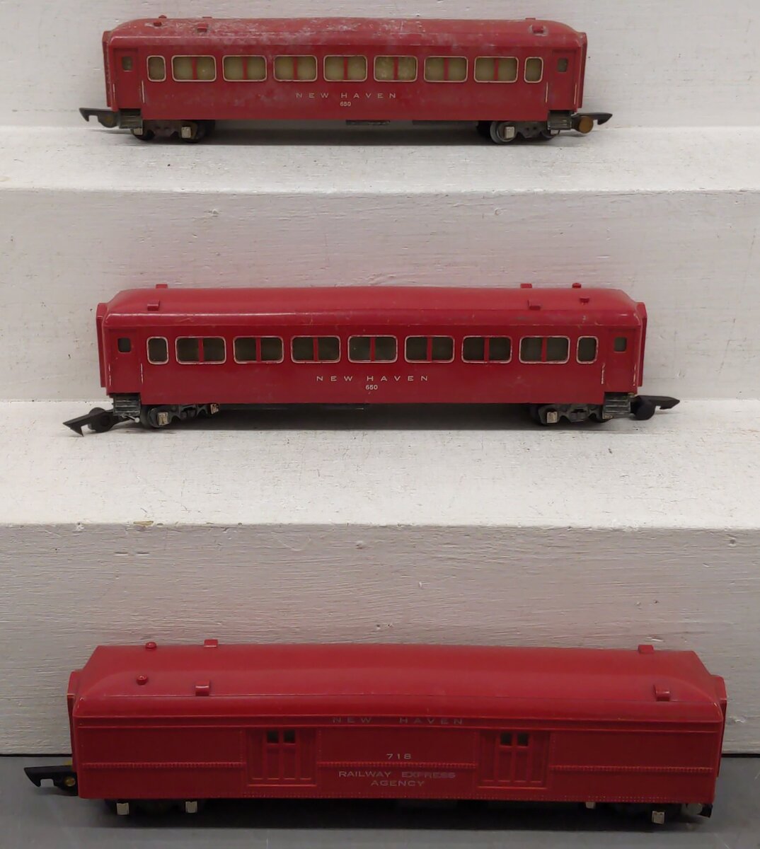 American Flyer Vintage S Gauge New Haven Passenger Cars #650,650,718 [3] VG
