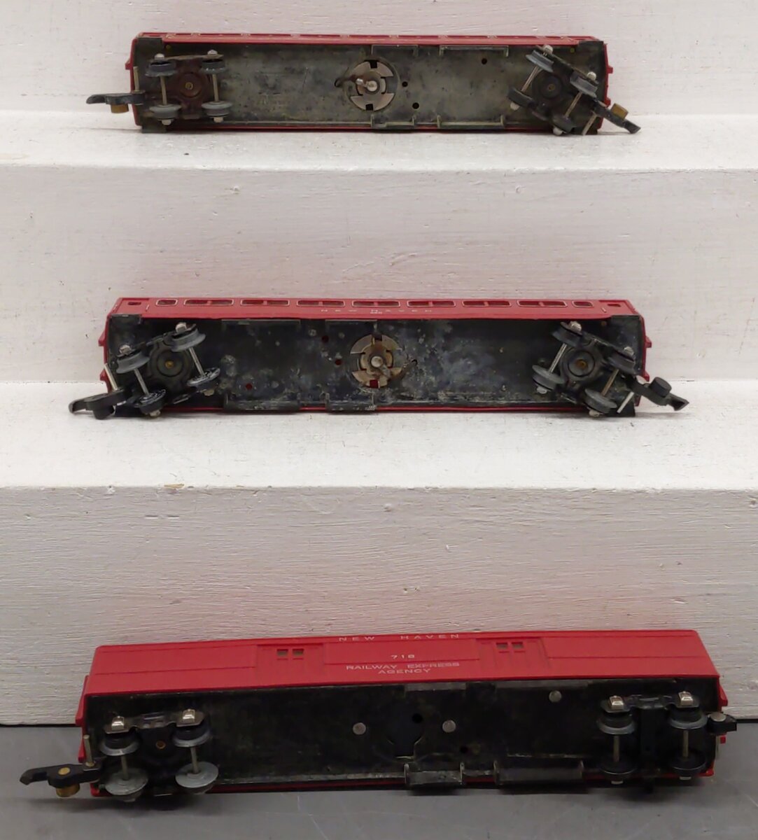 American Flyer Vintage S Gauge New Haven Passenger Cars #650,650,718 [3] VG