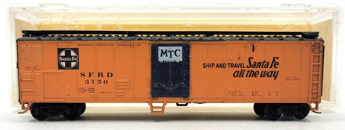 Atlas 3667 N Scale Santa Fe 50' Reefer #3150 VG/Box