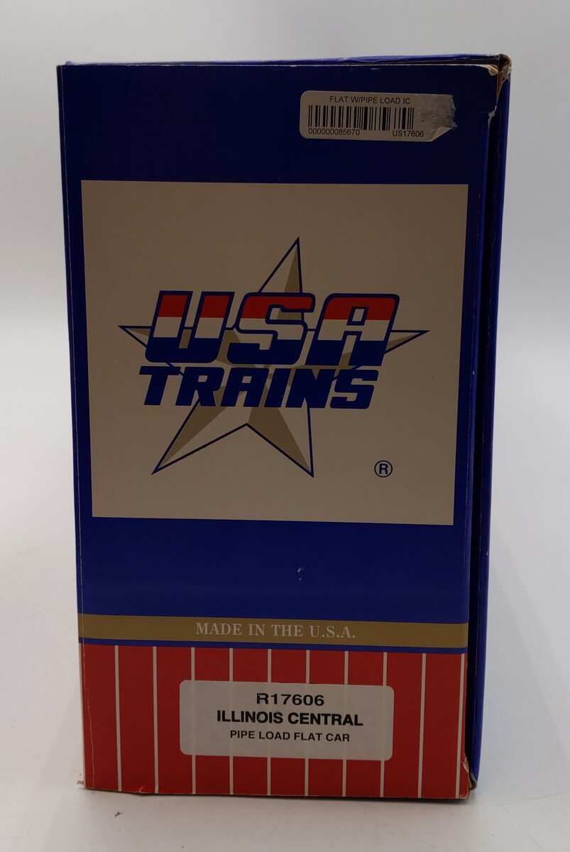 USA Trains 17606 G Illinois Central Flatcar with Pipe Load Orange EX/Box