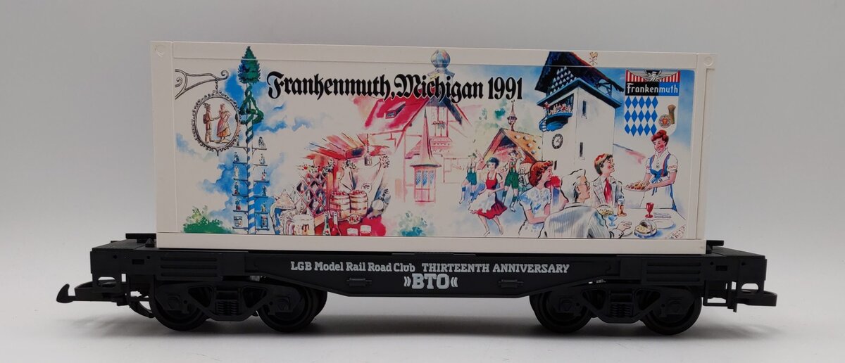 LGB 4085-CC G Scale Flat Car w/Frankenmuth, Michigan Container EX/Box