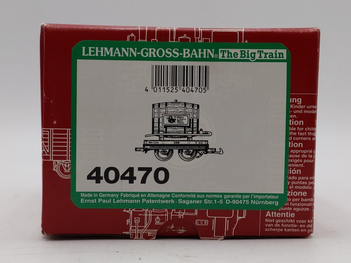 LGB 40470 G Scale Flatcar with Wine Barrel EX/Box