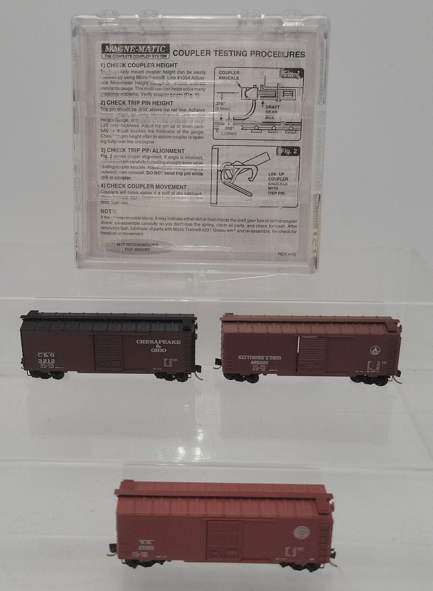 MicroTrains 20276-2 N "The Cat Pak" C7O, B&O, WM 40' Standard Boxcar (Set of 3) EX/Box