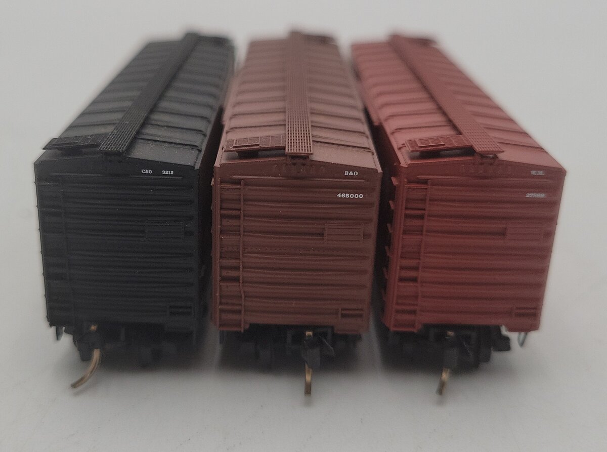 MicroTrains 20276-2 N "The Cat Pak" C7O, B&O, WM 40' Standard Boxcar (Set of 3) EX/Box