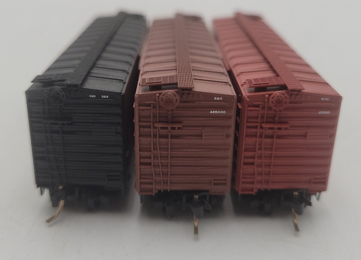 MicroTrains 20276-2 N "The Cat Pak" C7O, B&O, WM 40' Standard Boxcar (Set of 3) EX/Box