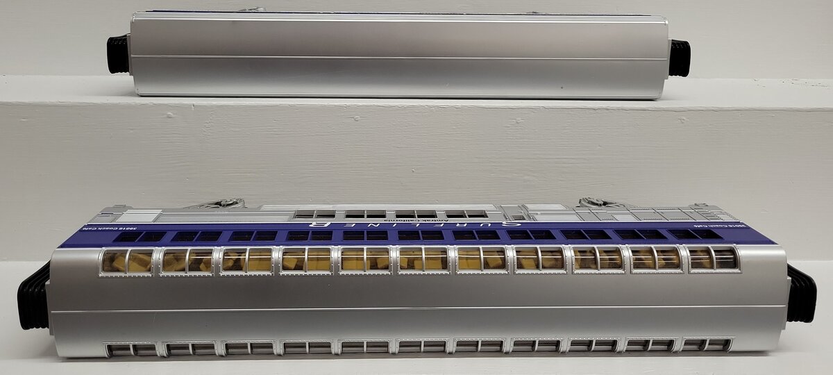 MTH 30-6509 O Amtrak RailKing O-31 SuperLiner Coach/Lounge Set (Set of 2) EX/Box