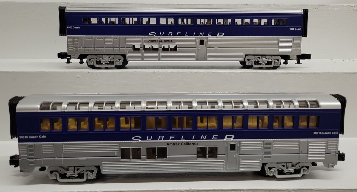 MTH 30-6509 O Amtrak RailKing O-31 SuperLiner Coach/Lounge Set (Set of 2) EX/Box