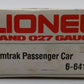 Lionel 6-6411 O Gauge Amtrak Illuminated Passenger Car #6411 EX/Box