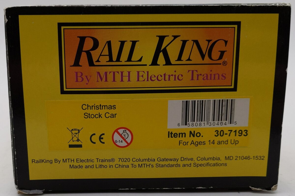 MTH 30-7193 Christmas Stock Car EX/Box