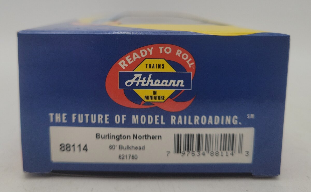 Athearn 88114 HO Scale Burlington Northern 60' Bulkhead Flatcar #621760 LN/Box