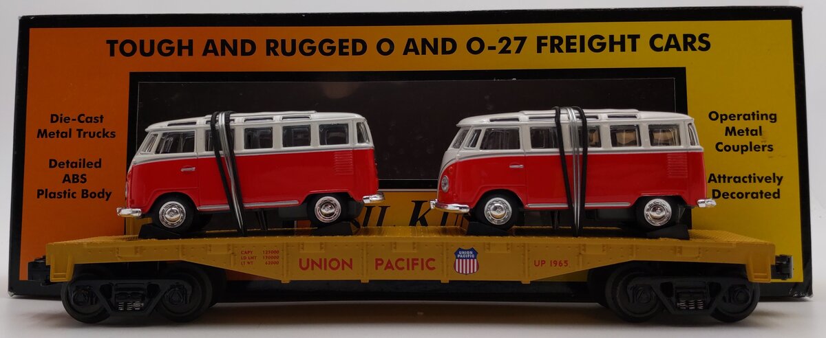 MTH 30-76033 O Scale Union Pacific Flatcar w/2 VW #1965 LN/Box