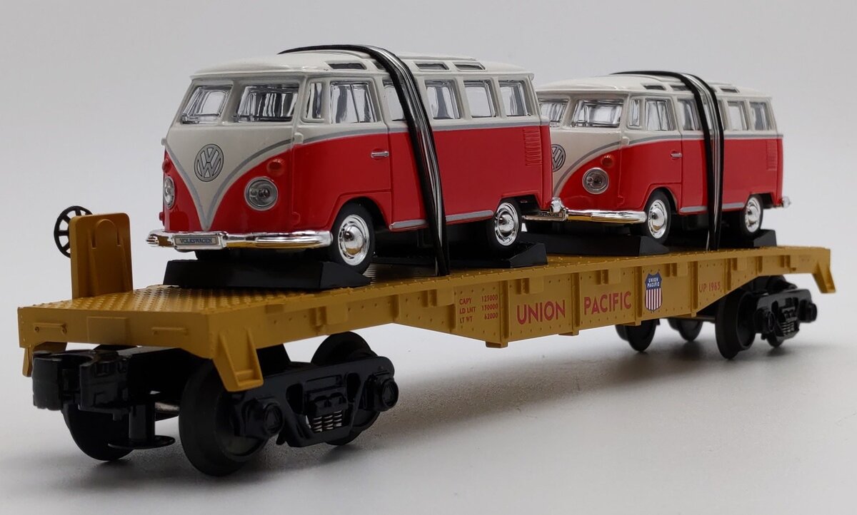 MTH 30-76033 O Scale Union Pacific Flatcar w/2 VW #1965 LN/Box