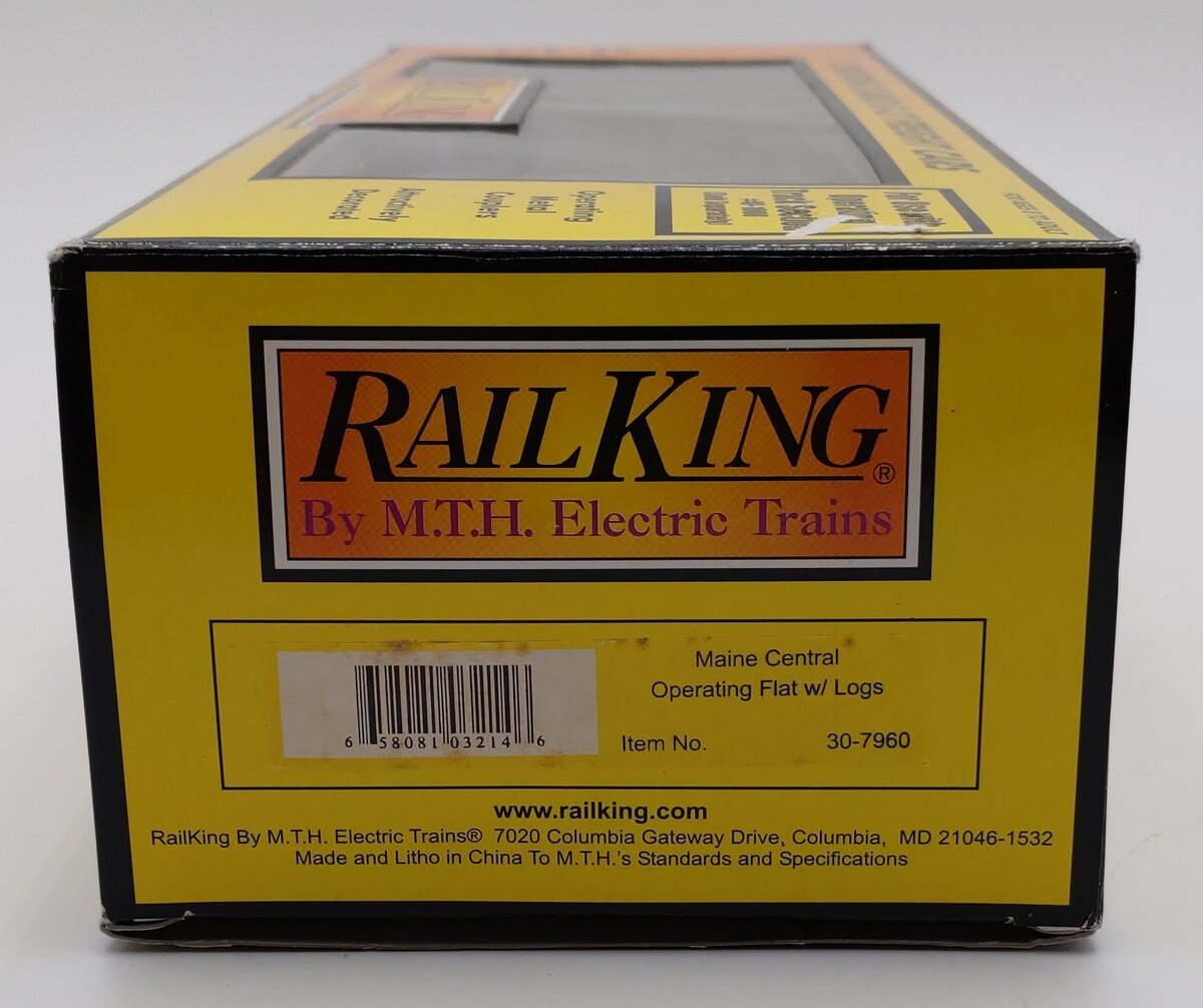 MTH 30-7960 O Gauge Maine Central Operating Flatcar #7051 w/ Log Load LN/Box