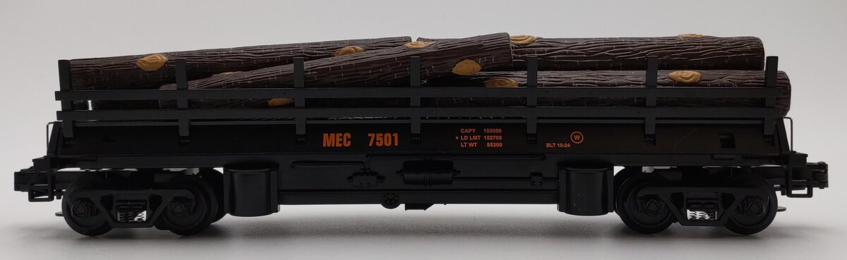 MTH 30-7960 O Gauge Maine Central Operating Flatcar #7051 w/ Log Load LN/Box