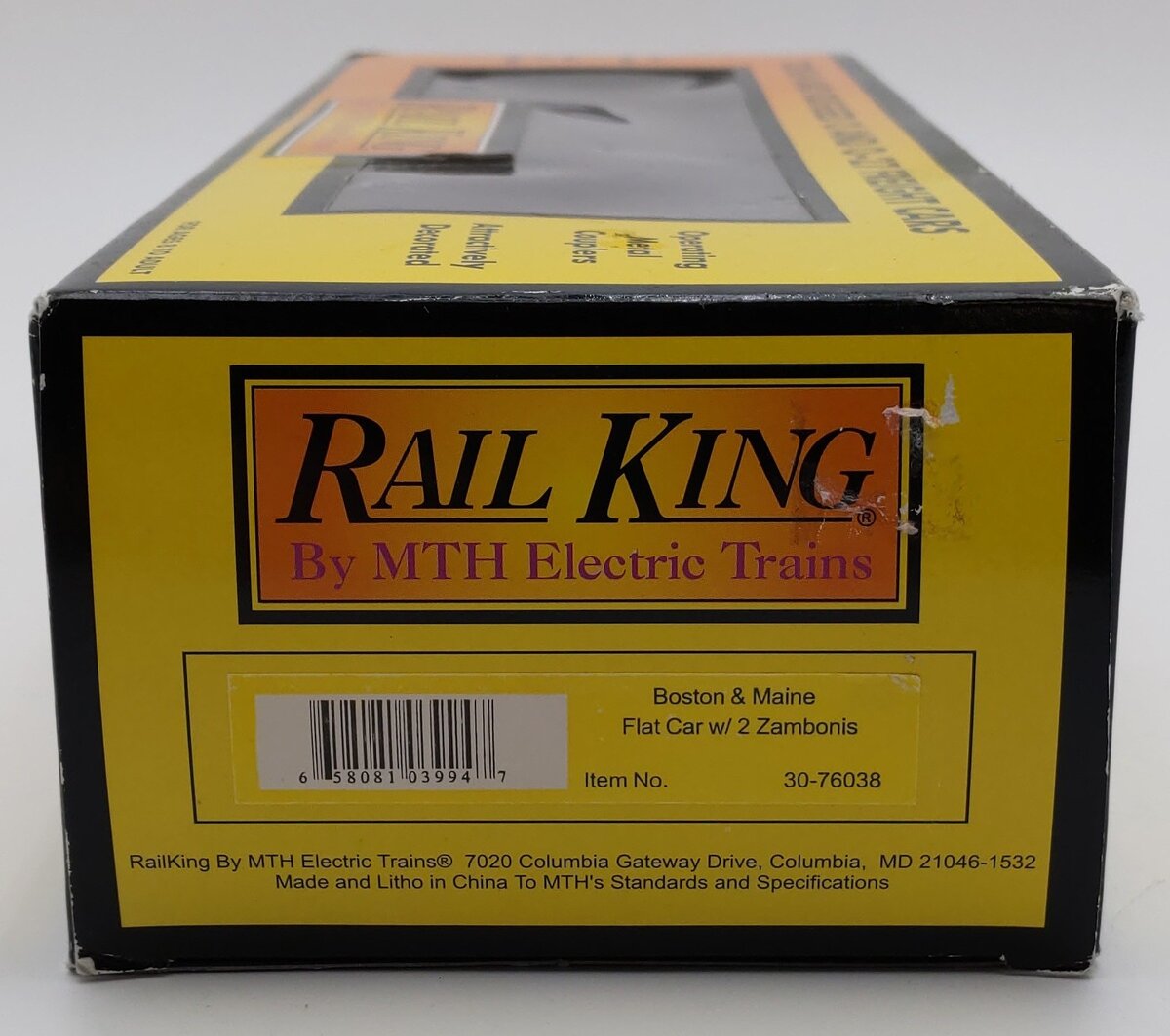 MTH 30-76038 O Gauge Boston and Maine Flat Car with Zambonis EX/Box