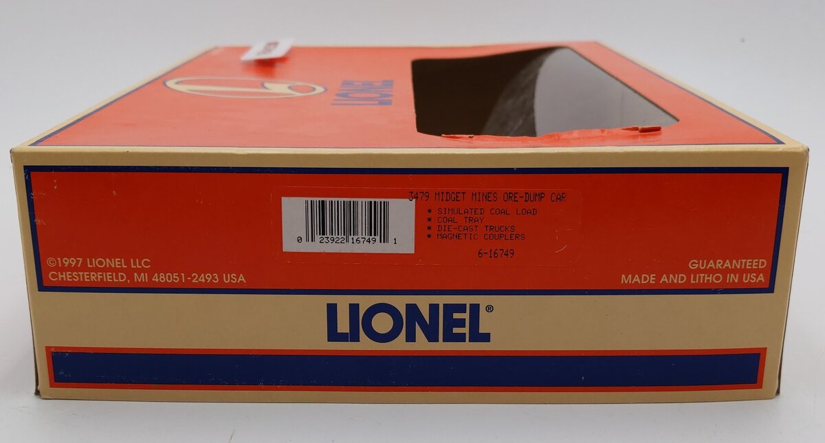 Lionel 6-16749 O Gauge Midget Mines Operating Ore Dump Car #3479 EX/Box