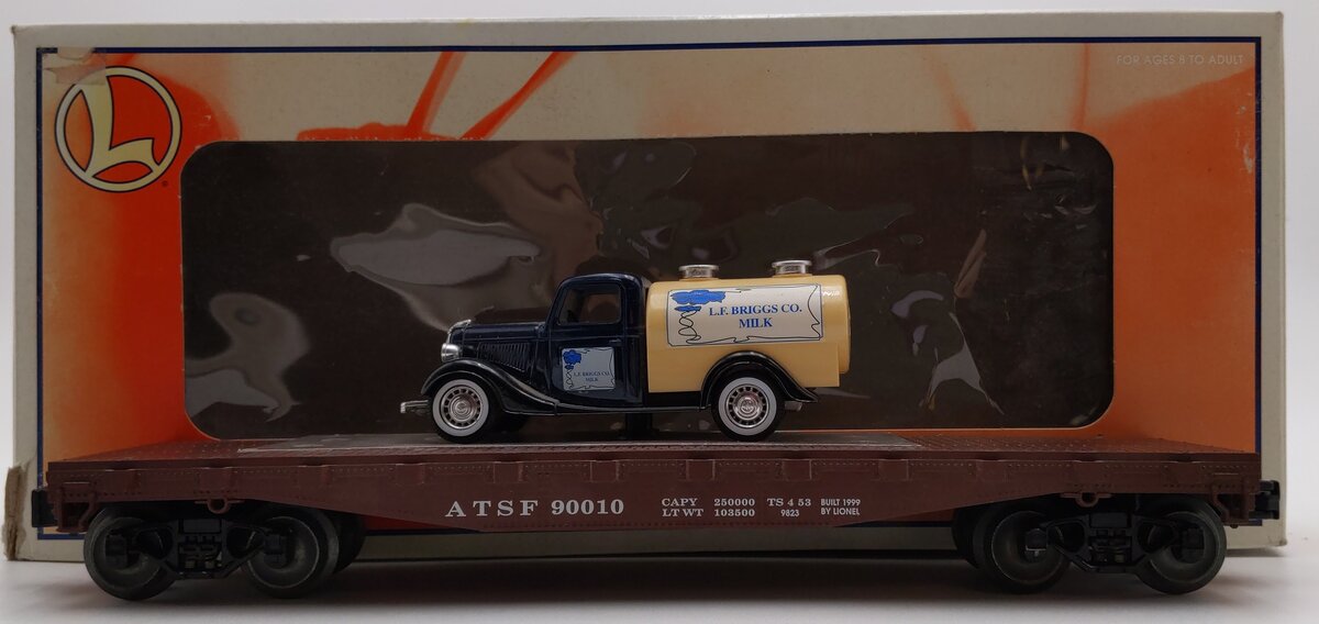 Lionel 6-17529 O Gauge AT&SF Flatcar w/Ford Milk Truck #90010 EX/Box